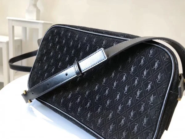 Replica YSL Fake Saint Laurent Monogram All Over Camera Bag In Black Suede 2
