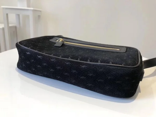 Replica YSL Fake Saint Laurent Monogram All Over Camera Bag In Black Suede 7