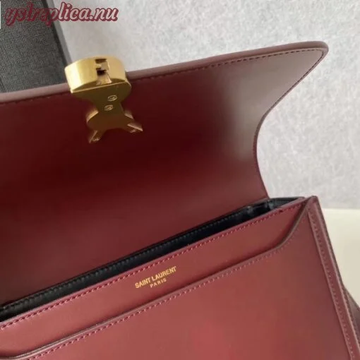 Replica YSL Fake Saint Laurent Solferino Medium Bag In Bordeaux Calfskin 2