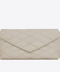 Replica YSL Fake Saint Laurent Sade Puffer Envelope Clutch In White Lambskin