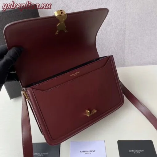 Replica YSL Fake Saint Laurent Solferino Medium Bag In Bordeaux Calfskin 3