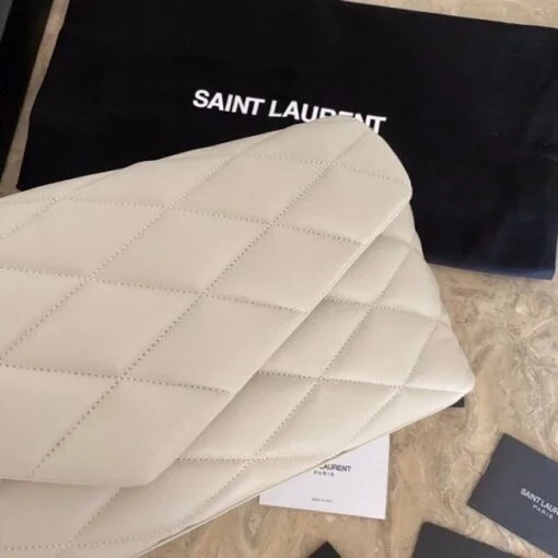 Replica YSL Fake Saint Laurent Sade Puffer Envelope Clutch In White Lambskin 3
