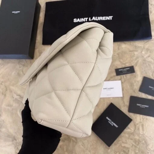 Replica YSL Fake Saint Laurent Sade Puffer Envelope Clutch In White Lambskin 5