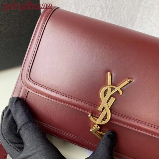 Replica YSL Fake Saint Laurent Solferino Medium Bag In Bordeaux Calfskin 8