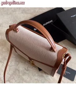 Replica YSL Fake Saint Laurent Cassandra Medium Bag In Beige Canvas 2