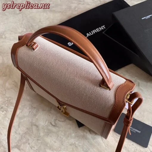 Replica YSL Fake Saint Laurent Cassandra Medium Bag In Beige Canvas 2