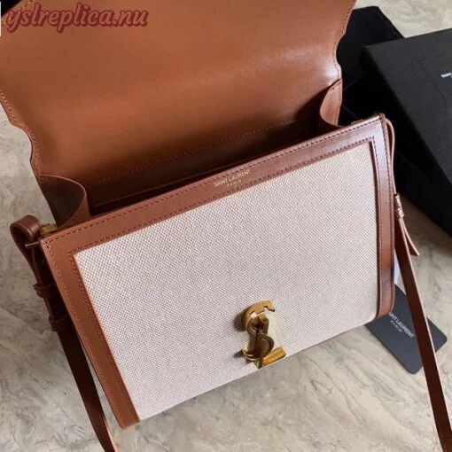 Replica YSL Fake Saint Laurent Cassandra Medium Bag In Beige Canvas 3