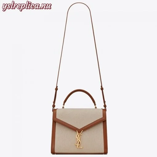 Replica YSL Fake Saint Laurent Cassandra Medium Bag In Beige Canvas 5