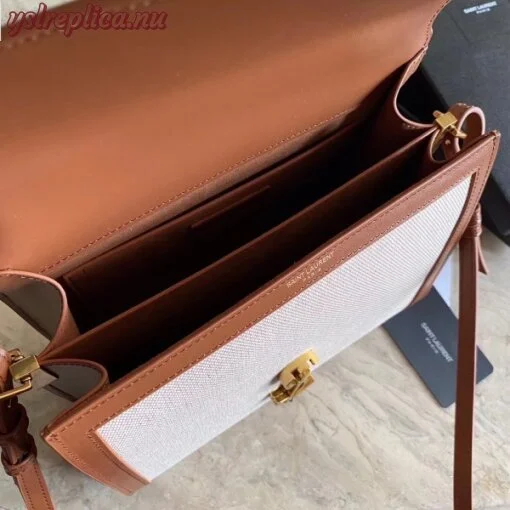 Replica YSL Fake Saint Laurent Cassandra Medium Bag In Beige Canvas 6