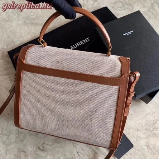 Replica YSL Fake Saint Laurent Cassandra Medium Bag In Beige Canvas 8