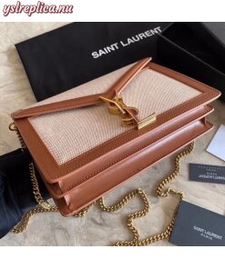 Replica YSL Fake Saint Laurent Cassandra Clasp Bag In Beige Canvas 2