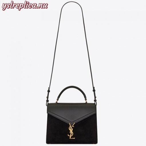 Replica YSL Fake Saint Laurent Cassandra Medium Bag In Black Suede