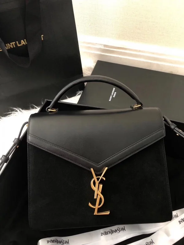 Replica YSL Fake Saint Laurent Cassandra Medium Bag In Black Suede 8