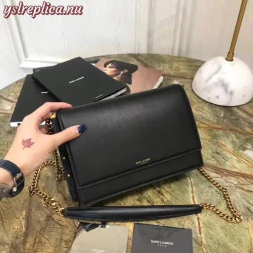 Replica YSL Fake Saint Laurent Zoe Bag In Black Calfskin 2