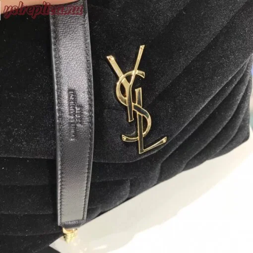 Replica YSL Fake Saint Laurent Black Velvet Small Loulou Chain Bag 5