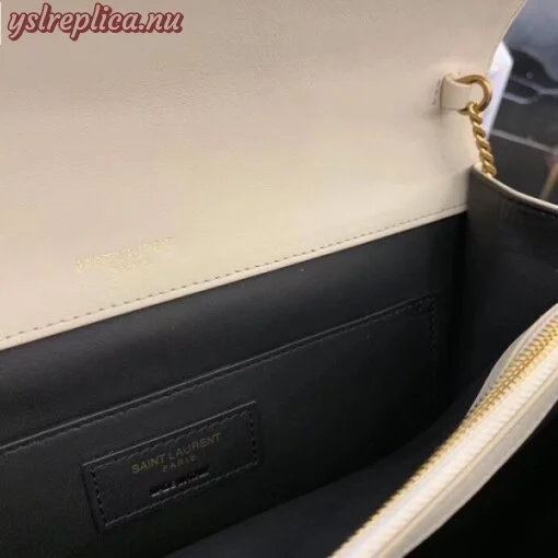 Replica YSL Fake Saint Laurent Victoire Chain Bag In Ivory Crinkled Leather 8