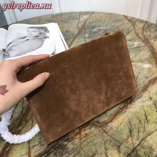 Replica YSL Fake Saint Laurent Medium Kate Tassel Bag In Brown Suede And Studs 2