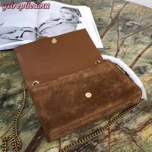 Replica YSL Fake Saint Laurent Medium Kate Tassel Bag In Brown Suede And Studs 4