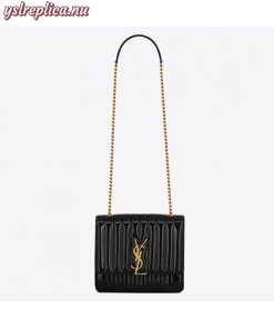 Replica YSL Fake Saint Laurent Large Vicky Bag In Black Patent Leather