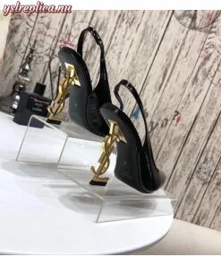 Replica YSL Fake Saint Laurent Opyum Slingback Pumps 110mm With Gold-toned Heel 2