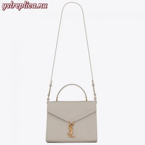 Replica YSL Fake Saint Laurent Cassandra Medium Bag In White Grained Leather