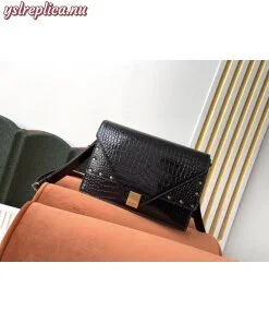 Replica YSL Fake Saint Laurent Margaux Satchel In Black Crocodile Embossed Leather 2