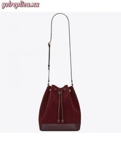 Replica YSL Fake Saint Laurent Monogram All Over Bucket Bag In Bordeaux Suede