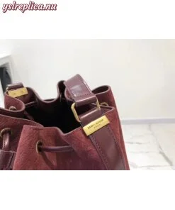 Replica YSL Fake Saint Laurent Monogram All Over Bucket Bag In Bordeaux Suede 2