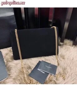 Replica YSL Fake Saint Laurent Kate Medium Reversible Black Bag