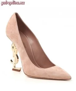 Replica YSL Fake Saint Laurent Opyum 110 Pumps In Suede with Gold Heel