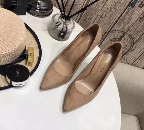 Replica YSL Fake Saint Laurent Opyum 110 Pumps In Suede with Gold Heel 3