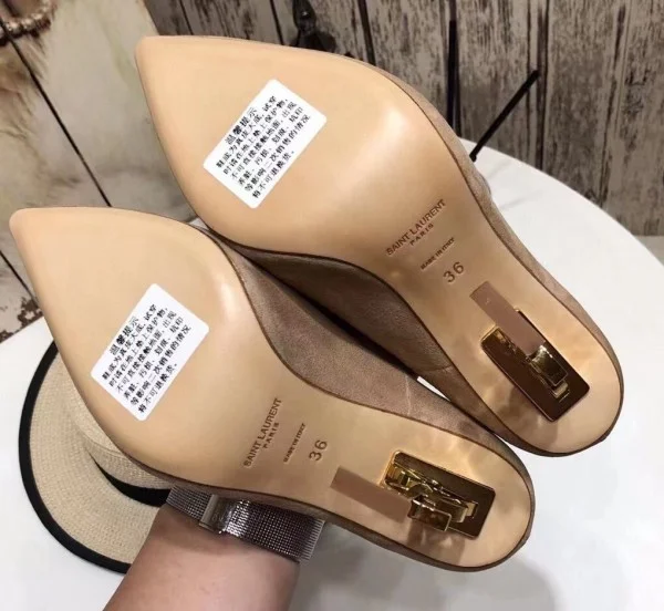 Replica YSL Fake Saint Laurent Opyum 110 Pumps In Suede with Gold Heel 5