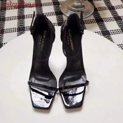 Replica YSL Fake Saint Laurent Opyum 110 Sandals In Black Palent Leather 4