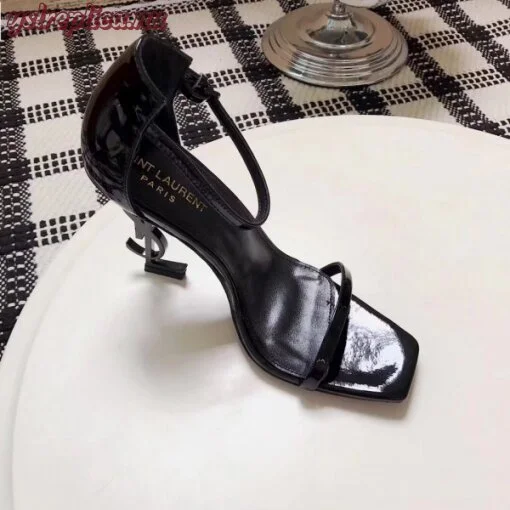 Replica YSL Fake Saint Laurent Opyum 110 Sandals In Black Palent Leather 8