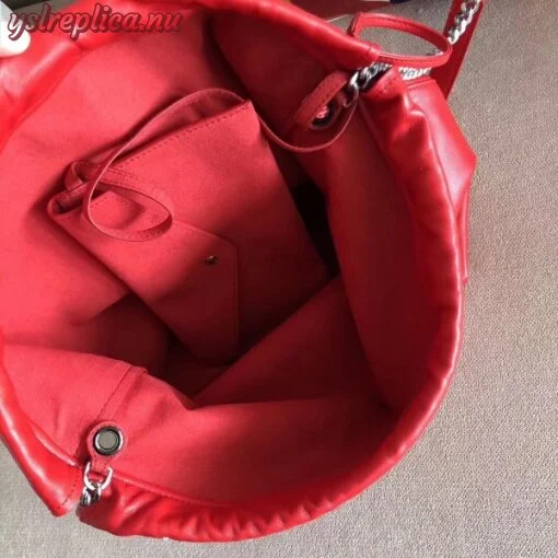 Replica YSL Fake Saint Laurent Red Teddy Drawstring Bag 6