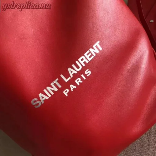 Replica YSL Fake Saint Laurent Red Teddy Drawstring Bag 8