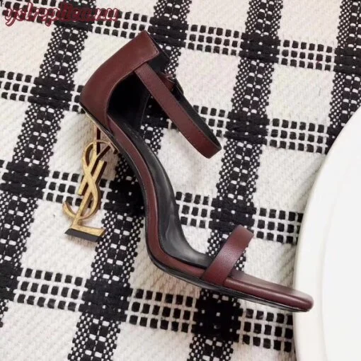 Replica YSL Fake Saint Laurent Opyum 110 Sandals In Burgundy Leather 4
