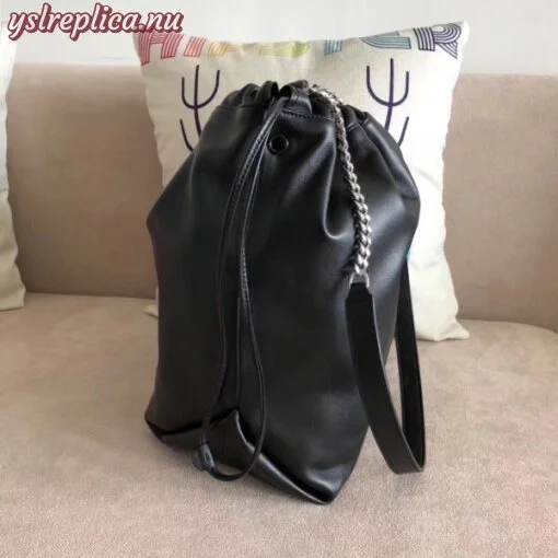 Replica YSL Fake Saint Laurent Black Teddy Drawstring Bag 3