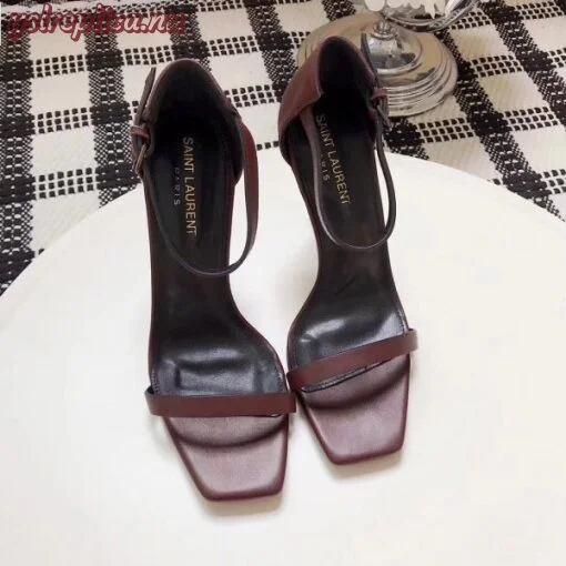 Replica YSL Fake Saint Laurent Opyum 110 Sandals In Burgundy Leather 5