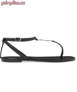 Replica YSL Fake Saint Laurent Black Nu Pieds T-strap Sandals