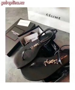 Replica YSL Fake Saint Laurent Black Nu Pieds T-strap Sandals 2