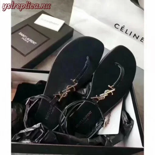 Replica YSL Fake Saint Laurent Black Nu Pieds T-strap Sandals 3