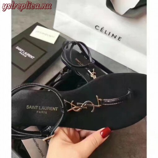 Replica YSL Fake Saint Laurent Black Nu Pieds T-strap Sandals 4