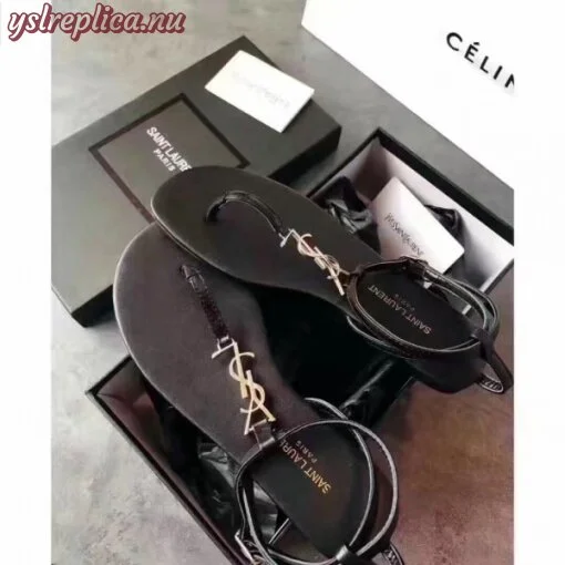 Replica YSL Fake Saint Laurent Black Nu Pieds T-strap Sandals 5