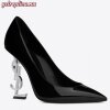 Replica YSL Fake Saint Laurent Black Opyum Pumps With Gold-toned Heel 10