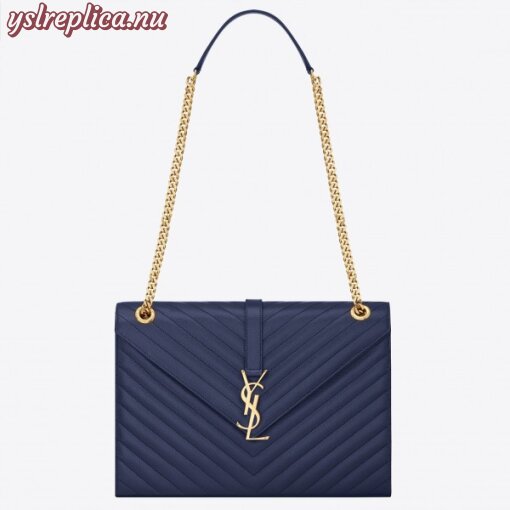 Replica YSL Fake Saint Laurent Large Monogramme Envelope Navy Shoulder Bag 4