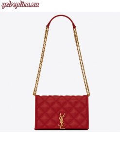 Replica YSL Fake Saint Laurent WOC Becky Chain Wallet In Red Lambskin