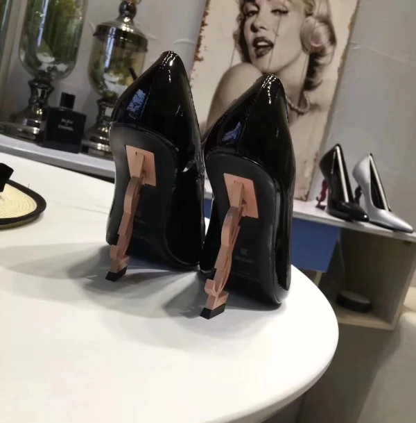 Replica YSL Fake Saint Laurent Black Opyum Pumps With Gold-toned Heel 7