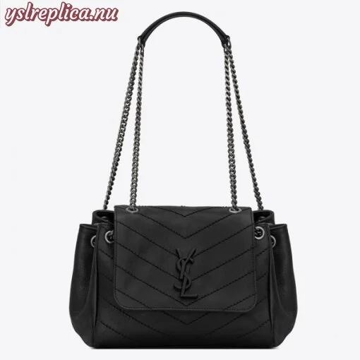 Replica YSL Fake Saint Laurent Small Nolita Bag In Black Vintage Leather