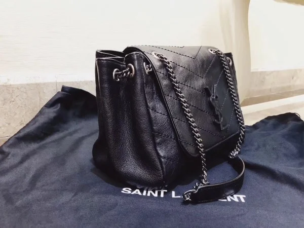 Replica YSL Fake Saint Laurent Small Nolita Bag In Black Vintage Leather 4